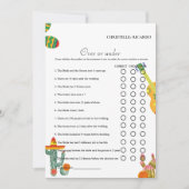 サボテンの上または下のブライダルシャワーゲームカード 案内状 (正面)