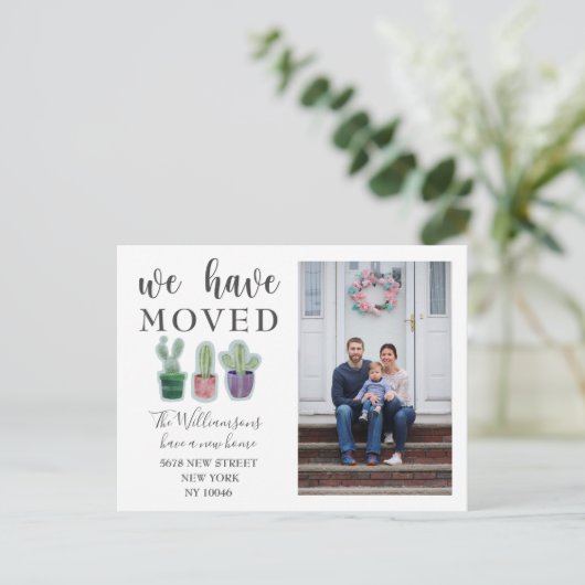 サボテンの写真を動かす告知を移動 案内ポストカード (スタンド正面)