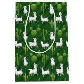 サボテンの分野のかわいく白いラマ ミディアムペーパーバッグ (正面)