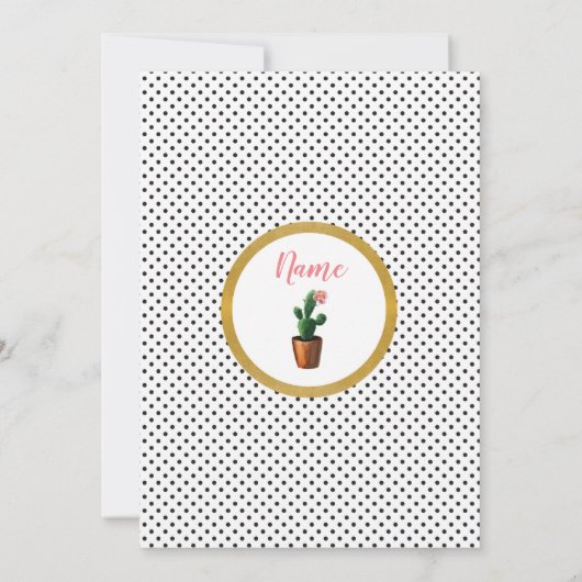 サボテンの卒業パーティーの金ゴールドのサボテンのかわいらしい招待 招待状 (裏面)