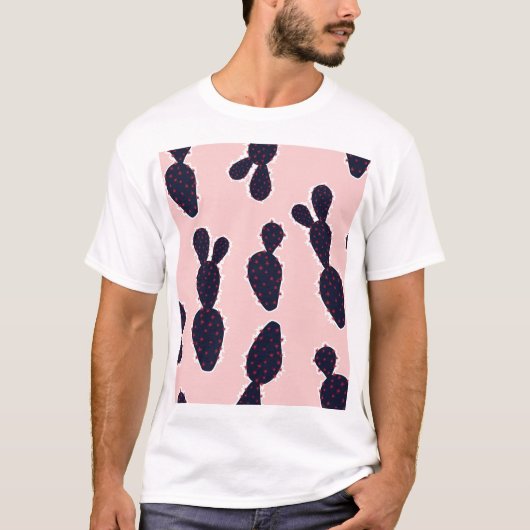 サボテンの可愛さ：甘いパステルパターン Tシャツ (正面)