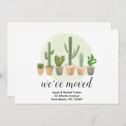 サボテンの吸肉引っ越しました移動の発表 招待状 (正面/裏面)