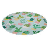 サボテンの多様性、ヴィンテージのシームレスな背景。 カッティングボード (角)