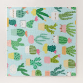 サボテンの多様性、ヴィンテージのシームレスな背景。 ジグソーパズル (横)