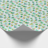 サボテンの多様性、ヴィンテージのシームレスな背景。 ラッピングペーパー (角)