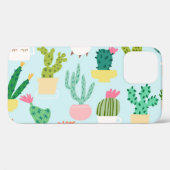 サボテンの多様性、ヴィンテージのシームレスな背景。 Case-Mate iPhoneケース (裏面 (横))
