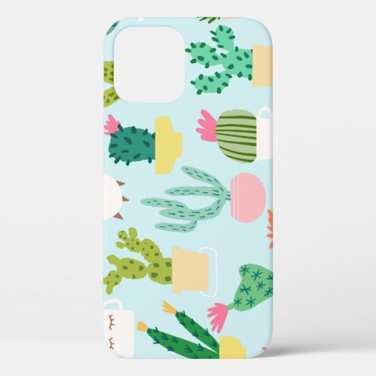 サボテンの多様性、ヴィンテージのシームレスな背景。 Case-Mate iPhoneケース (裏面)