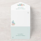 サボテンの多肉性の幾何結婚サンゴ オールインワン招待状 (外側)