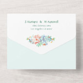 サボテンの多肉性の幾何結婚サンゴ オールインワン招待状 (裏面)