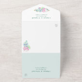 サボテンの多肉性ストリングライト結婚ピンク オールインワン招待状 (外側)