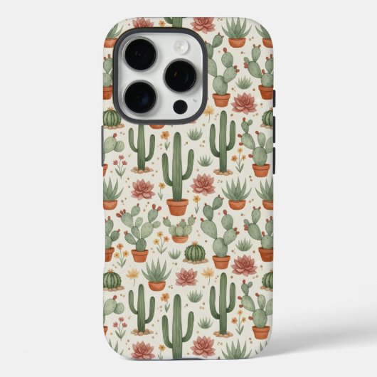 サボテンの多肉植物シームレスパターン Case-Mate iPhoneケース (裏面)