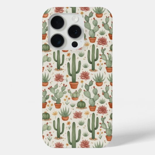 サボテンの多肉植物シームレスパターン Case-Mate iPhoneケース (裏面)