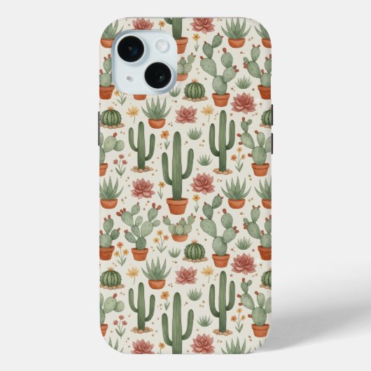 サボテンの多肉植物シームレスパターン Case-Mate iPhoneケース (裏面)