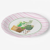 サボテンの多肉質ストライプのピンクと白の ペーパープレート (アングル)