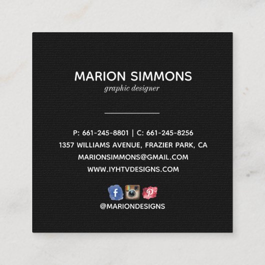 サボテンの夜のデザートスターズ | ソーシャルメディア スクエア名刺 (裏面)