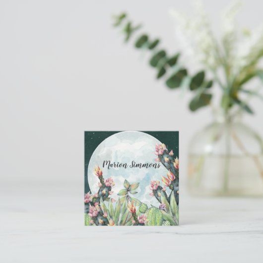 サボテンの夜のデザートスターズ | ソーシャルメディア スクエア名刺 (スタンド正面)