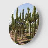 サボテンの庭、熱帯砂漠の風景。 ラージ壁時計 (傾斜)