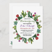 サボテンの引っ越し祝いパーティーのパーティーの招待のフェスタの新しい家 招待状 (正面/裏面)