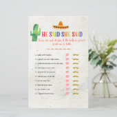 サボテンの彼は彼女はブライダルシャワーゲームカードを言った (スタンド正面)