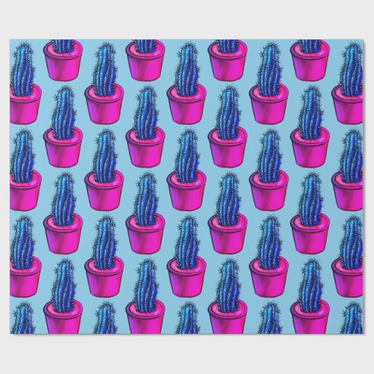 サボテンの愛風変わり者の鉢植え多肉植物パターン ラッピングペーパー (フラット)