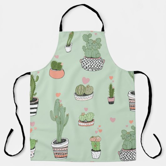 サボテンの愛:かわいい漫画のパターン。 エプロン (正面)