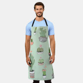 サボテンの愛:かわいい漫画のパターン。 エプロン (着用した状態)
