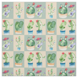 サボテンの愛 – 水彩， ファブリック