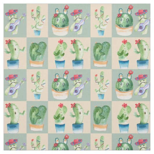 サボテンの愛 – 水彩， ファブリック (見本)