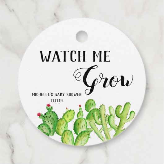 サボテンの成長を見るサボテンの赤ちゃんシャワーメッセージカード フェイバータグ (裏面)