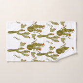 サボテンの手色彩の鮮やか水色の緑のパターン バスタオルセット (ハンドタオル)