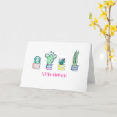 サボテンの新しい家庭用グリーティングカードのファミリー カード (黄色い花)