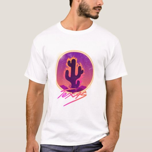 サボテンの日没ネオン Tシャツ (正面)