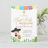 サボテンの最初聖餐式の招待状の男の子 招待状 (スタンド正面)