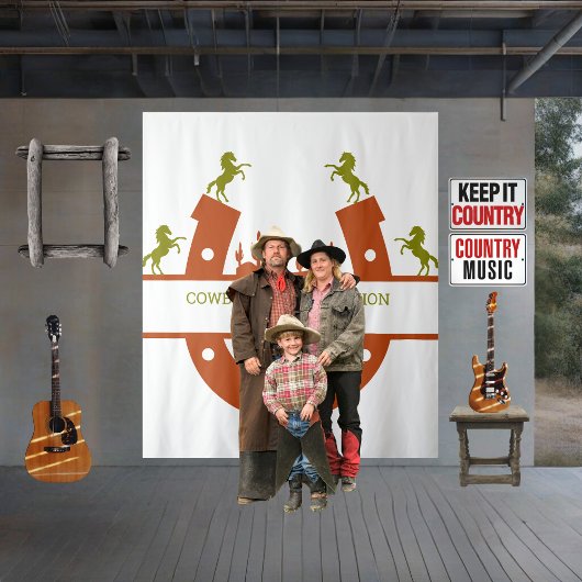 サボテンの木とオリーブグリーンのカウボーイの再会 タペストリー