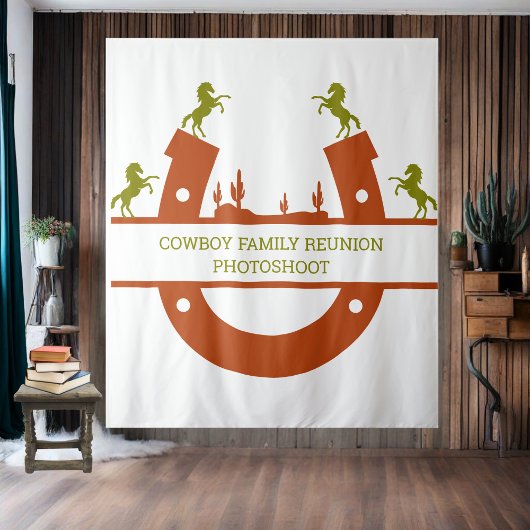 サボテンの木とオリーブグリーンのカウボーイの再会 タペストリー