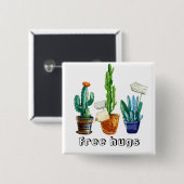 サボテンの植物がパーソナライズされたフリーハグ 缶バッジ (正面&裏面)
