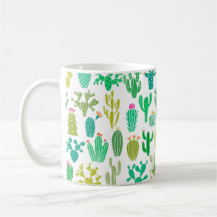 サボテンの植物と花のヴィンテージセットをwhで分離 コーヒーマグカップ