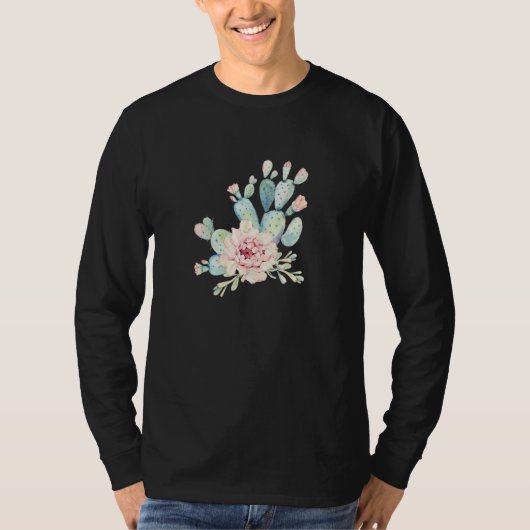 サボテンの植物の花の茎を咲かせるナシ Tシャツ (正面)
