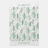 サボテンの植物パーソナライズされた模様 キッチンタオル (縦)