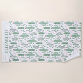 サボテンの植物パーソナライズされた模様 ビーチタオル (正面)