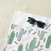 サボテンの植物パーソナライズされた模様 ビーチタオル (インサイチュ)
