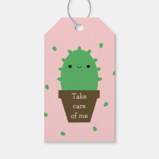 サボテンの植物気には私にかわいいかわいいを取る ギフトタグ (正面)