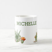 サボテンの水の色の南西デザートモノグラム コーヒーマグカップ (中央)