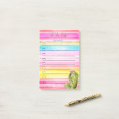 サボテンの水彩画のリスト ポストイット (デスク上)