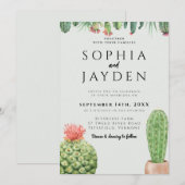 サボテンの水彩 サンセット ガーデン 砂漠 緑の結婚式 招待状 (正面/裏面)
