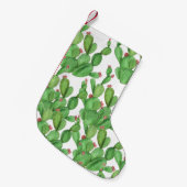 サボテンの水彩:シームレスパターン背景 スモールクリスマスストッキング (正面 (吊り時))