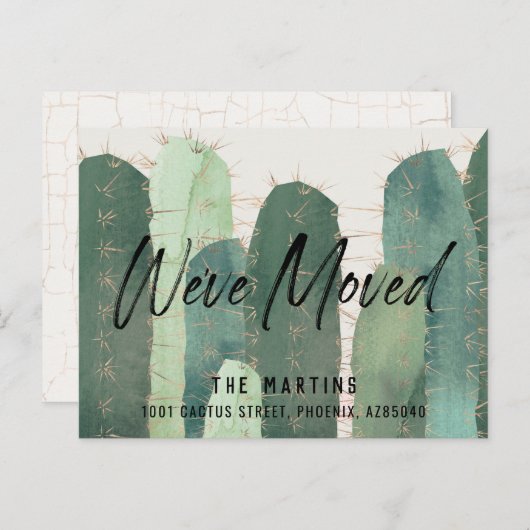 サボテンの水色の緑の動きの発表 案内ポストカード (正面/裏面)