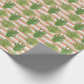 サボテンの水色、ストライプ背景、シームレスなパット ラッピングペーパー (角)