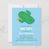 サボテンの浮遊物の夏のバースデーパーティ招待状 招待状 (正面)