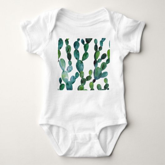 サボテンの熱狂：熱帯水色の傾向 ベビーボディスーツ (正面)